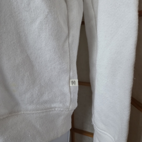 NEW WOMENS VICTORIA'S ANGEL LOGO WHITE COTTON MIX LONG SLEEVE LOUNGE TOP SMALL - Picture 4 of 6